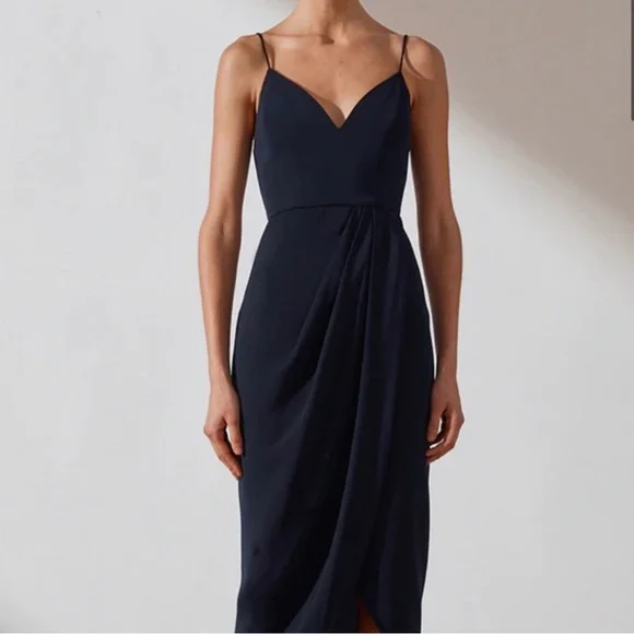 Shona Joy | Dresses | Shona Joy Core Draped Cocktail Dress Navy | Poshmark